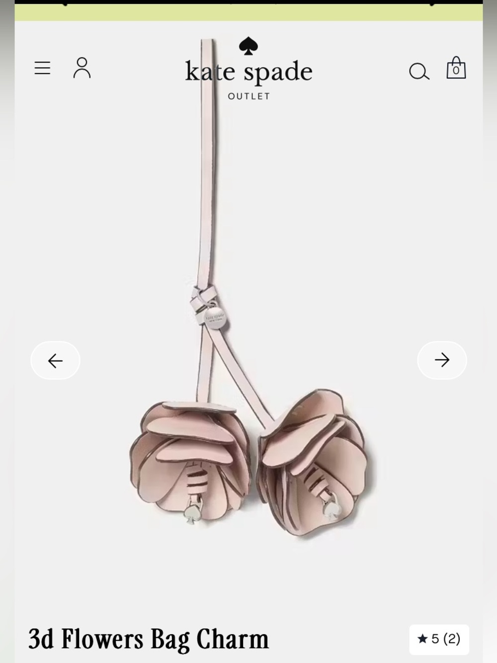 New Kate Spade Powdered Sugar Pink 3D Flower Bag Charm